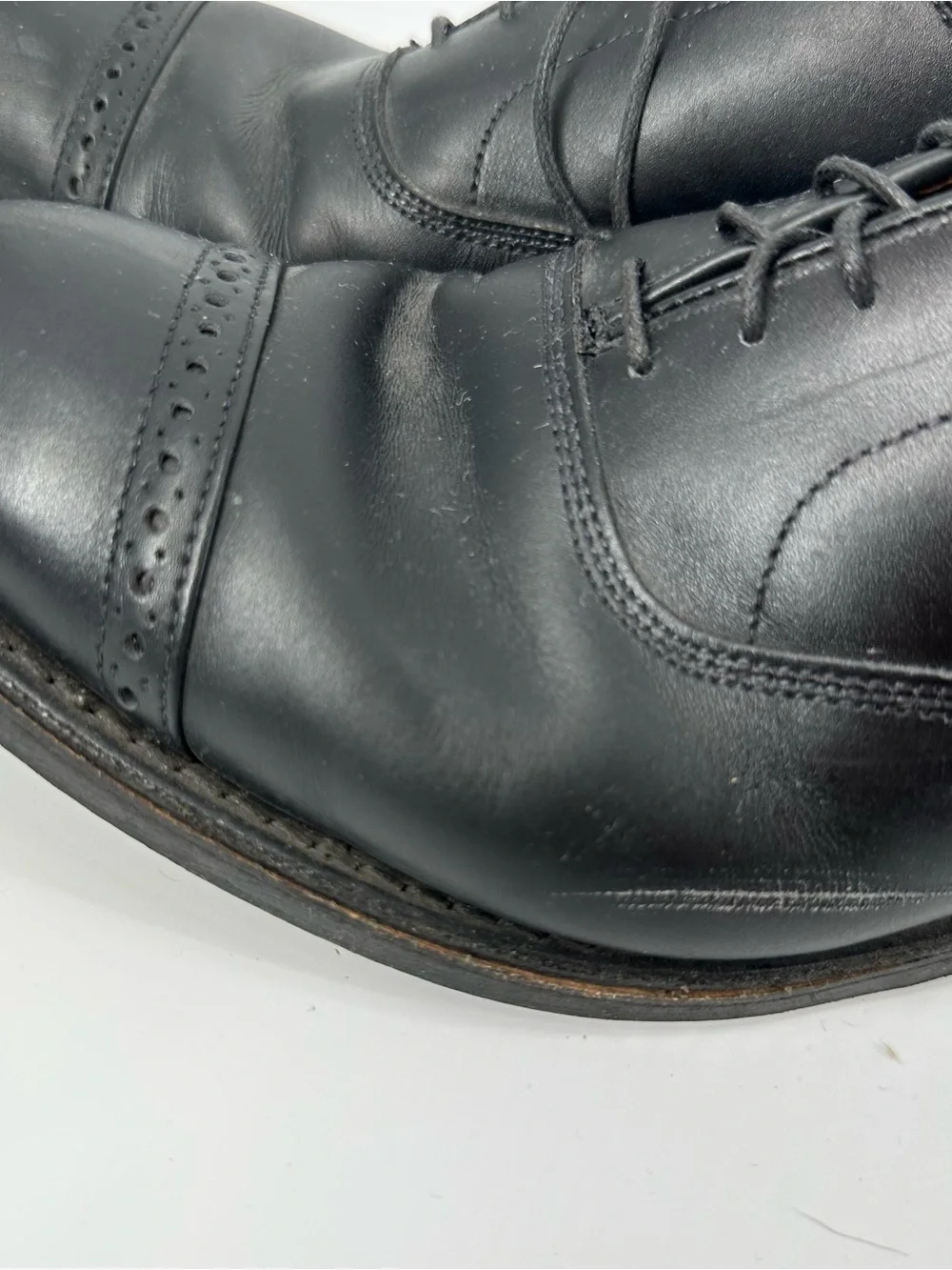 Allen Edmonds Port Washington Men Size 10.5 EEE Oxford Dress Shoes Black Leather